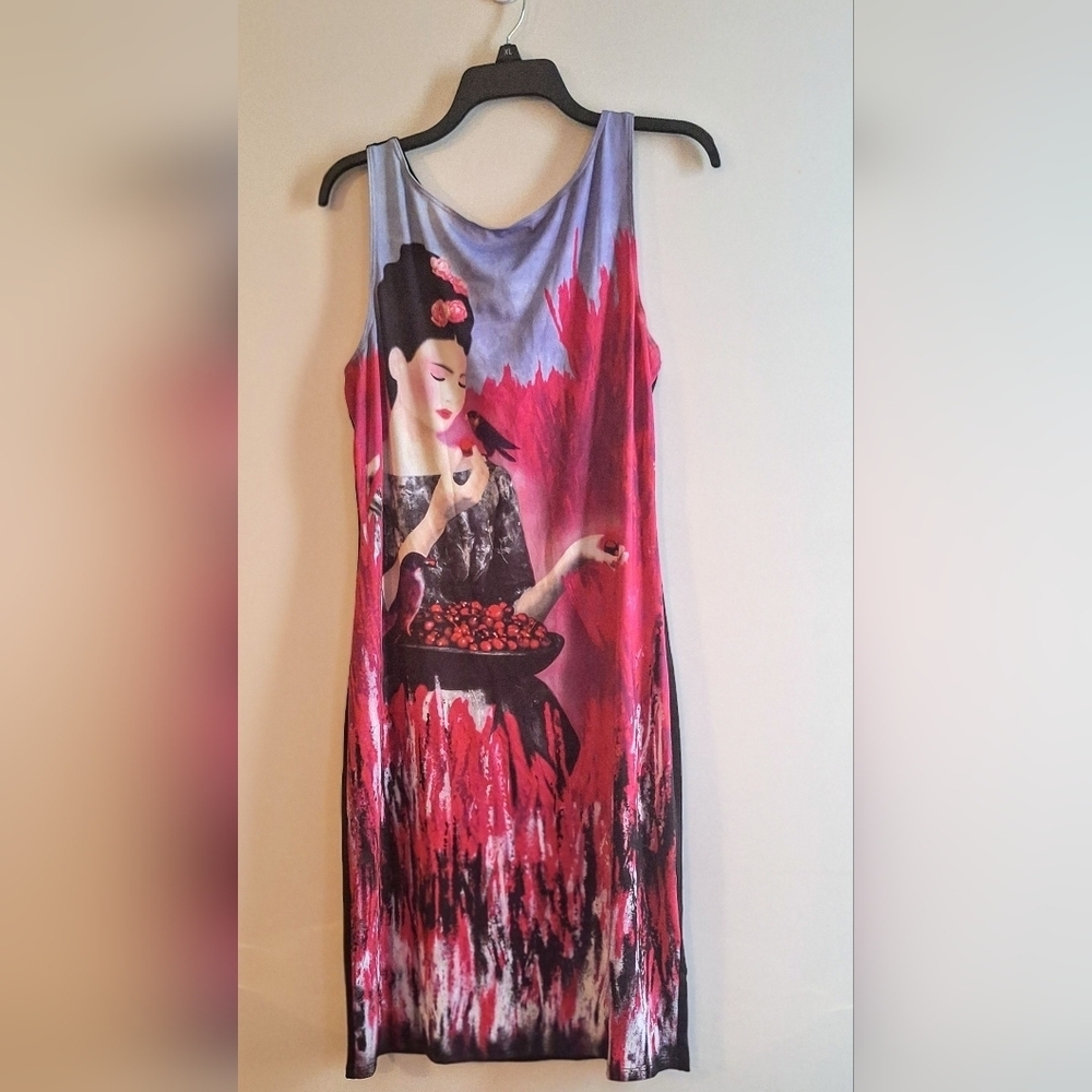 Vintage Laundry By Shelli Segal Colorful Artistic Designer Dress